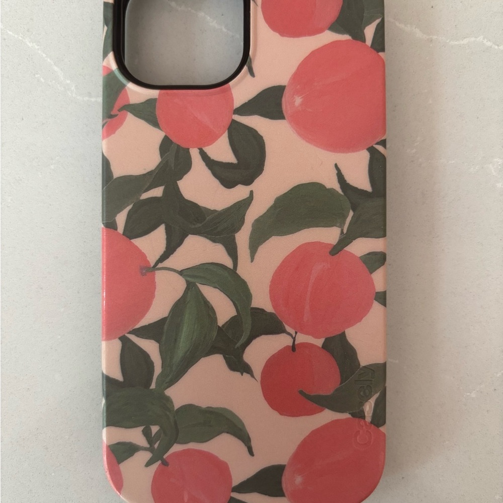 Chic Floral Phone Case - Coral and Green fits IPhone 15